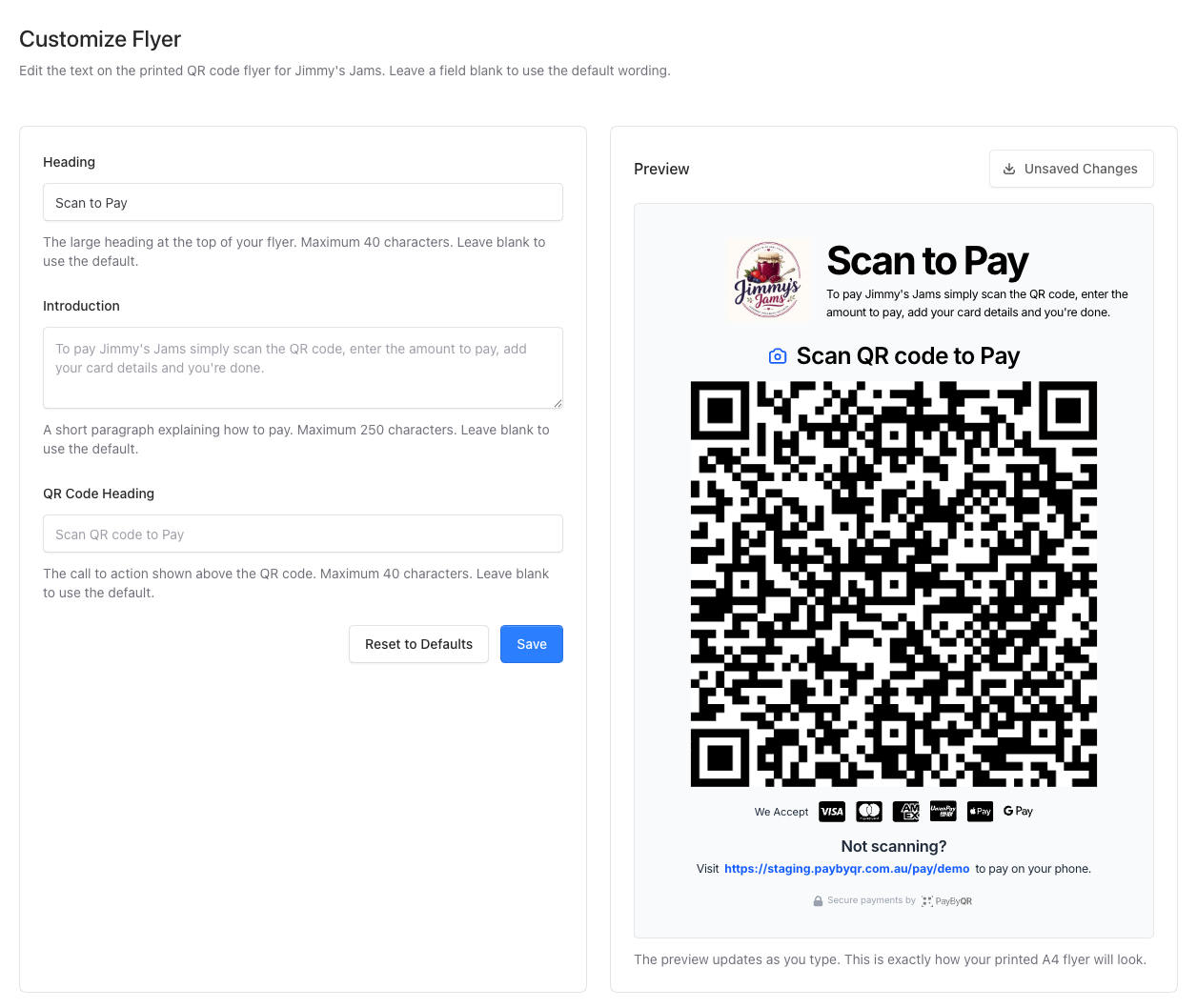 Make your payment flyer say it your way