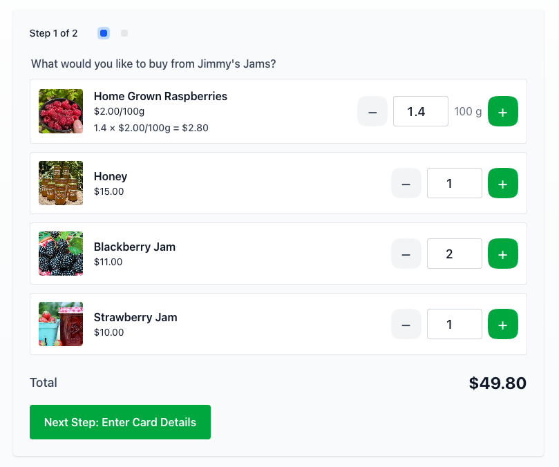 Products catalogue in your checkout
